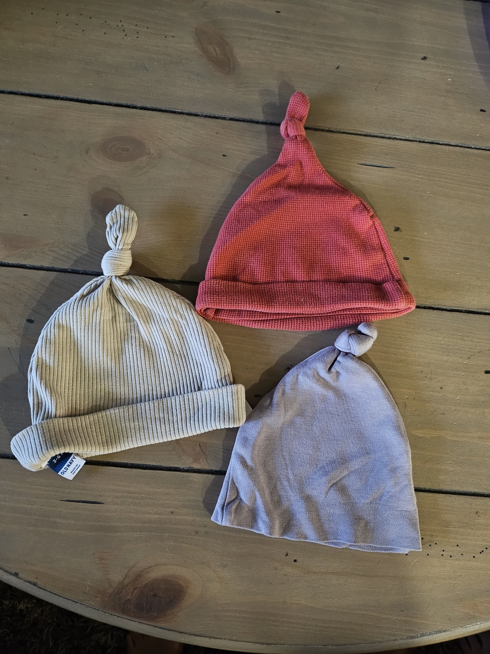 Kids Knot Top Beanie Set - Pink, Beige, Lilac